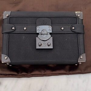 Sam Edelman Black Textured Clutch with Silver Accents